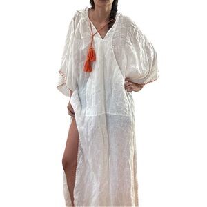 Tory Burch White and Orange Swim Cover-Up